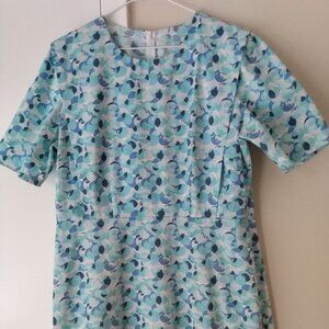 Amish Mennonite Cape Dress 42"B 35"W Blue White Dots Handmade